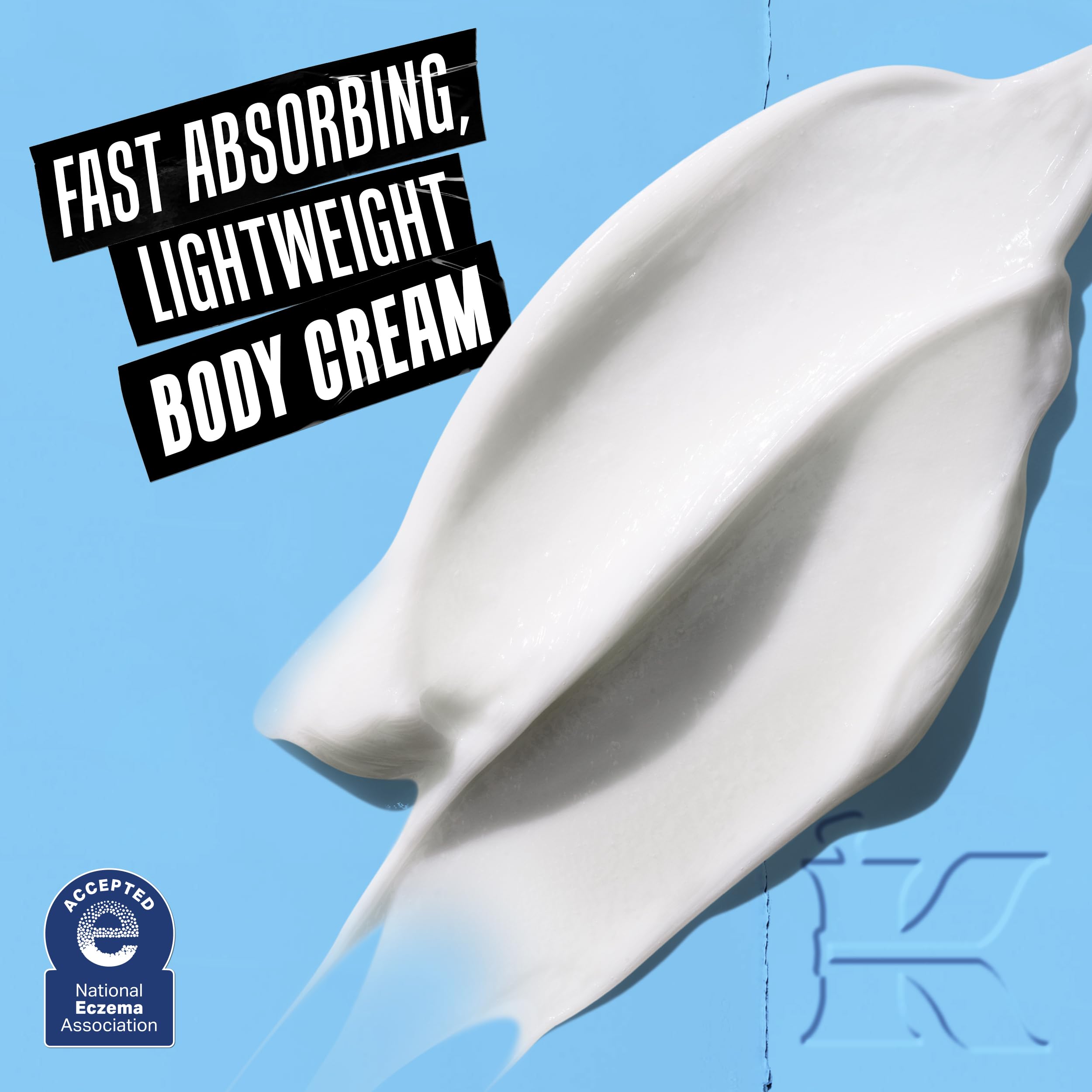 Kiehl's Ultra Body Barrier Repair Cream lotion swirl highlights ultra-light texture for quick absorption