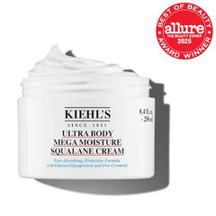 Kiehl's Ultra Body Barrier Repair Cream pump demonstrates controlled dosing for smooth moisturization