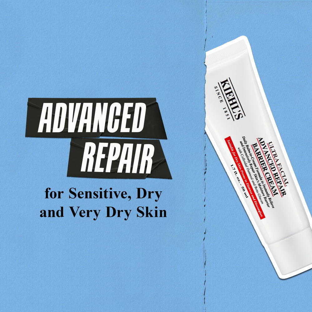 Kiehl's Ultra Facial Advanced Repair Barrier Cream on dry skin delivers soft hydration.