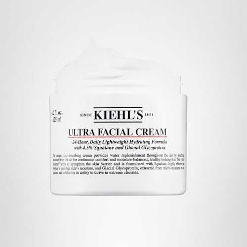 Kiehl's Ultra Facial Cream suited for all skin types in cosmetics setup.