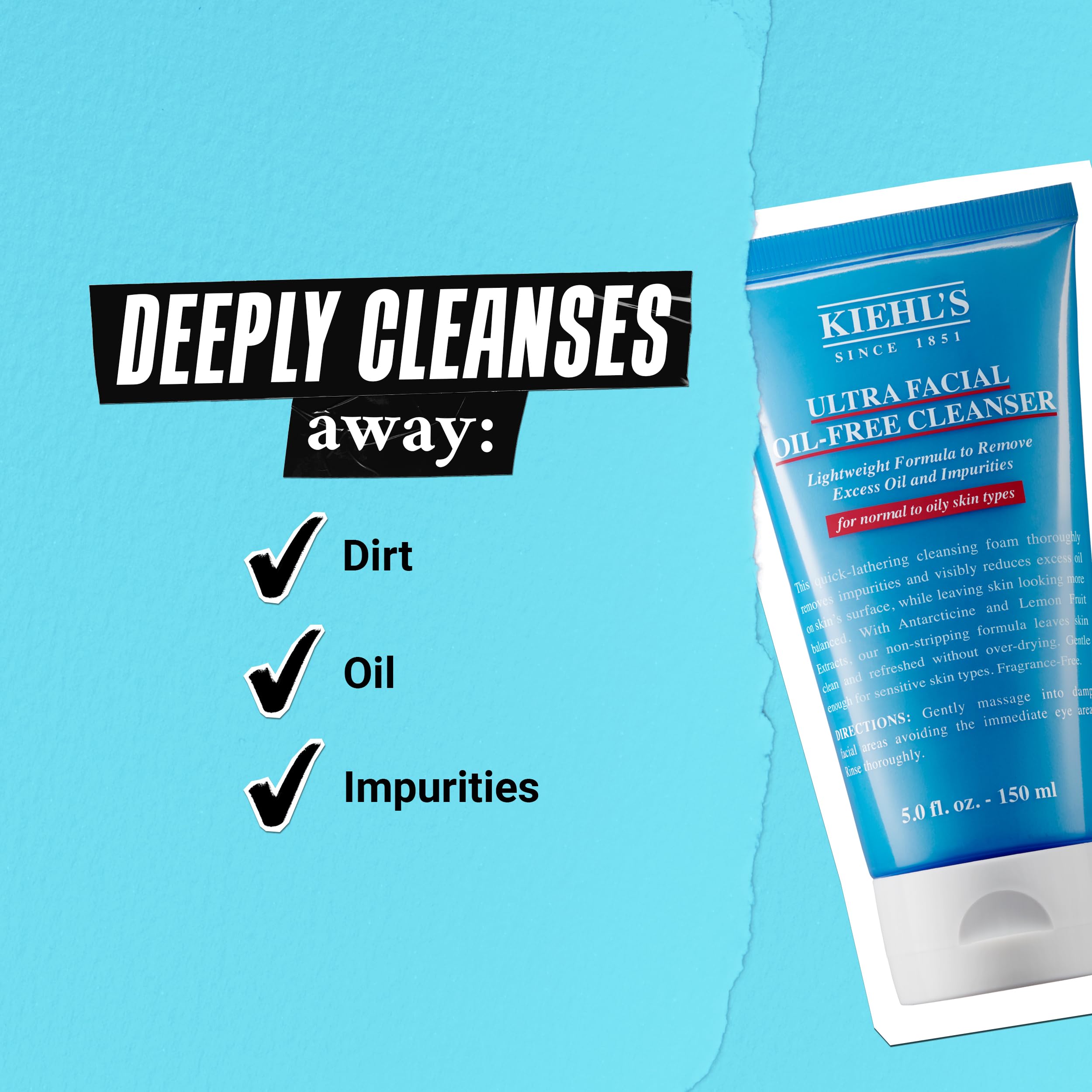 Kiehl's Ultra Facial Oil-Free Cleanser lemon-fruit-extract offers gentle astringent refreshment.