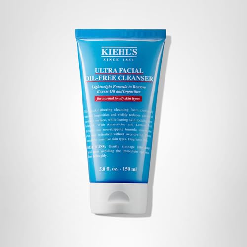Kiehl's Ultra Facial Oil-Free Cleanser skin-closeup shows a clean, non-drying feel.