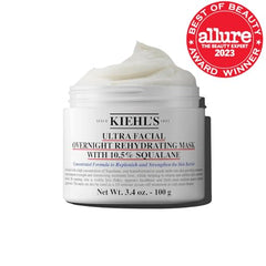 Kiehl's Ultra Facial Overnight Mask texture melts from balm to oil for comfortable hydration.