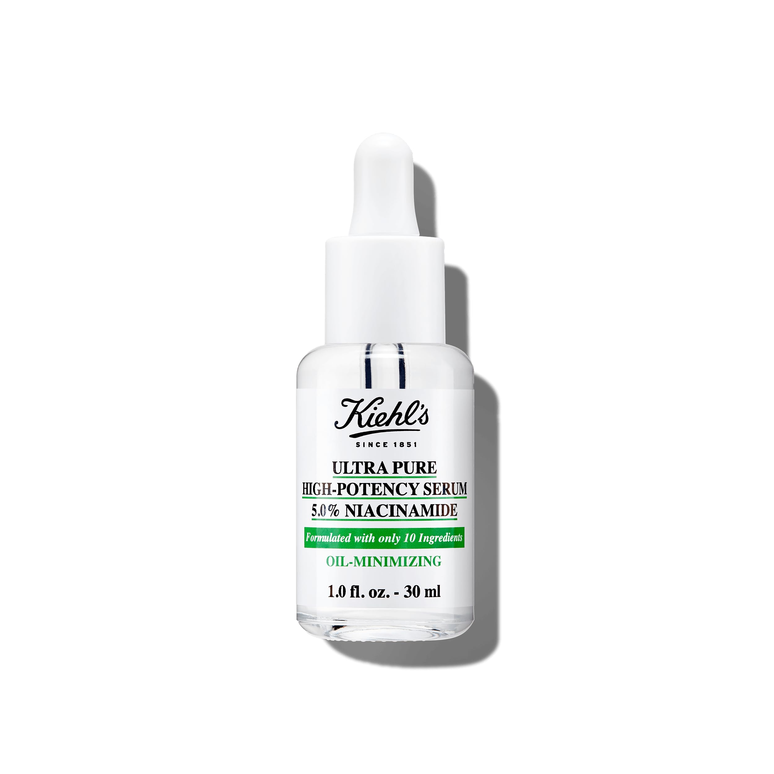 Kiehl's Ultra Pure 5% Niacinamide Serum bottle supports oil balance.