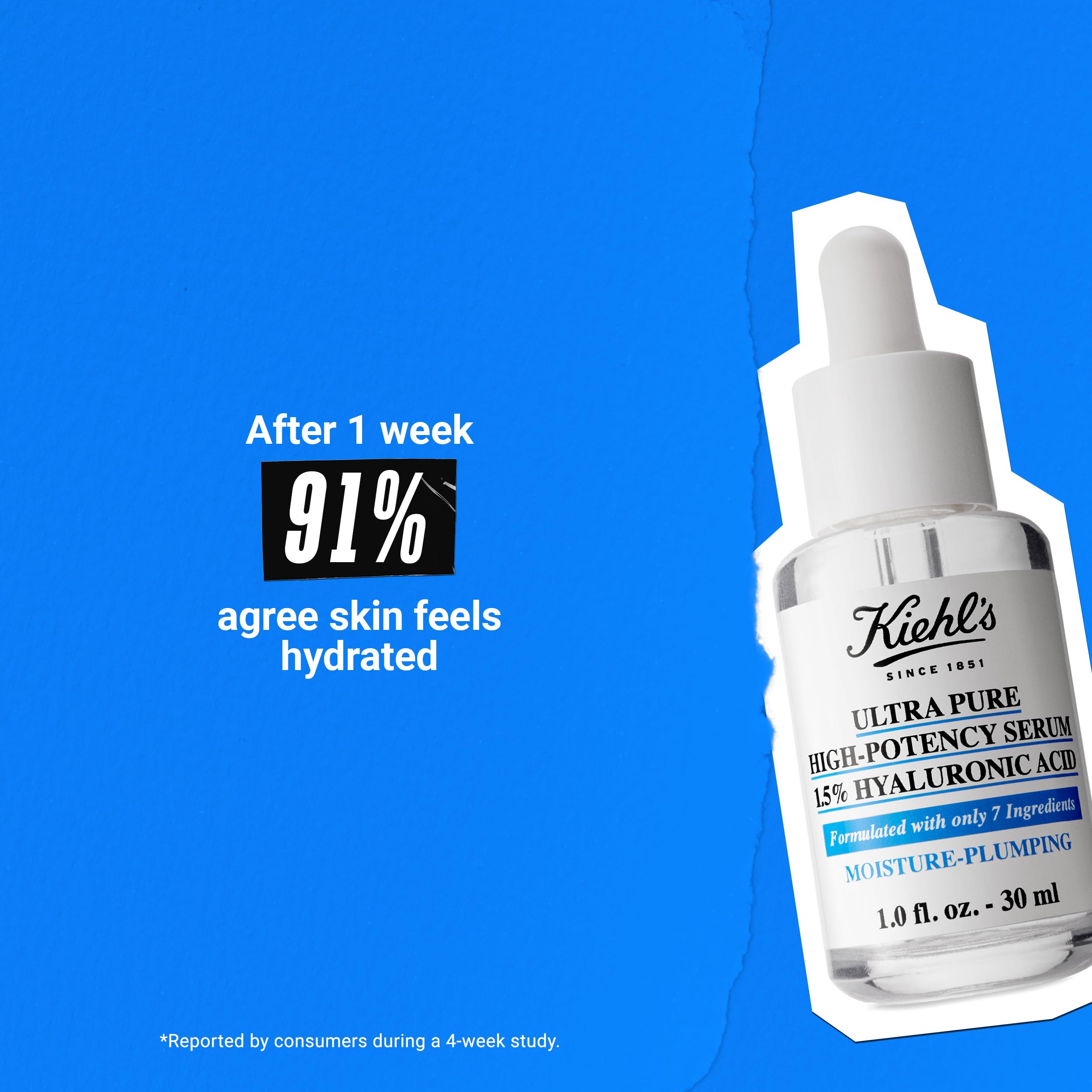 Kiehl's Ultra Pure Hyaluronic Serum shown in morning routine for plump, refreshed skin