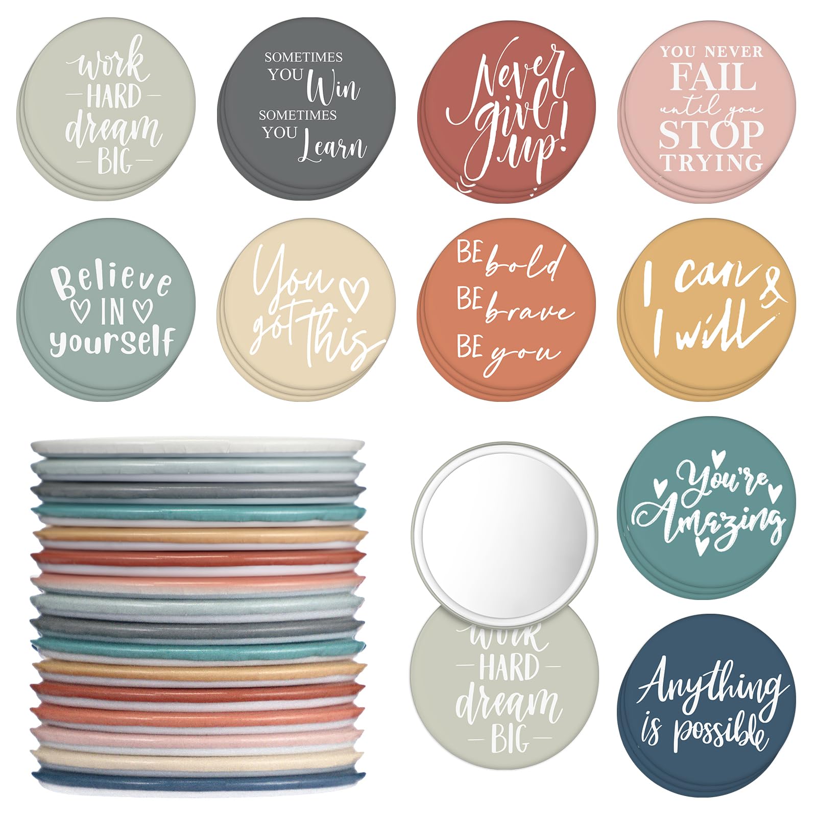 Kigley inspirational compact mirror with back quote design for bulk gift sets