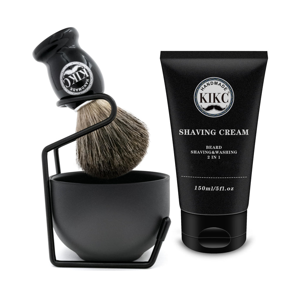 KIKC 5-in-1 shaving kit handmade brush for precise lather and skin protection
