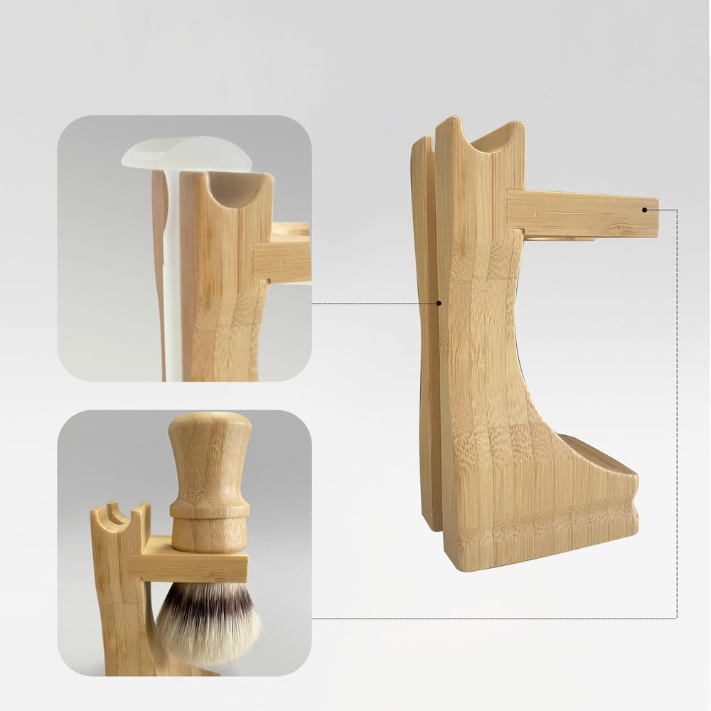 Kikc bathroom counter setup shows elegant, compact grooming station.
