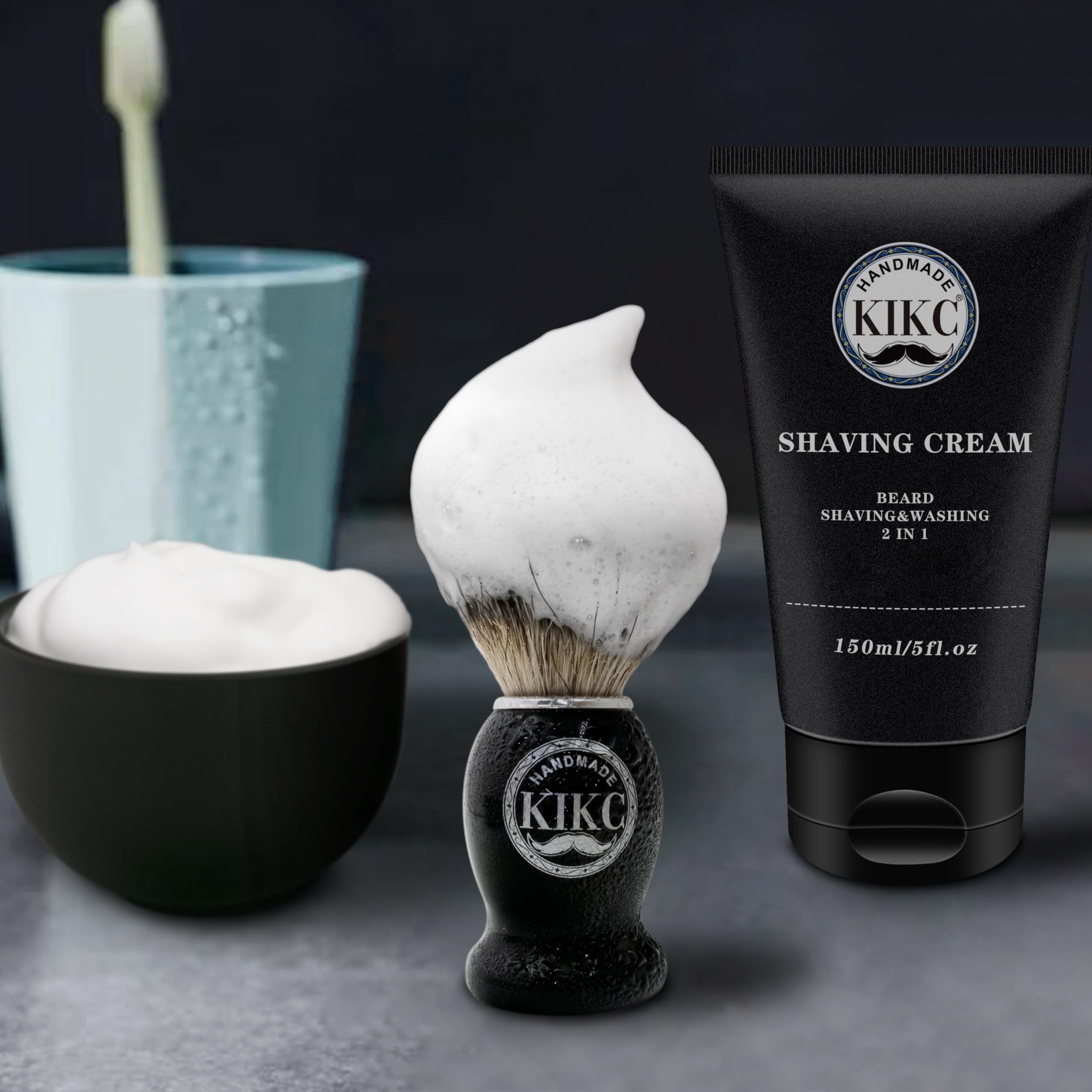 KIKC deluxe black gift box shaving kit presents an elegant grooming set