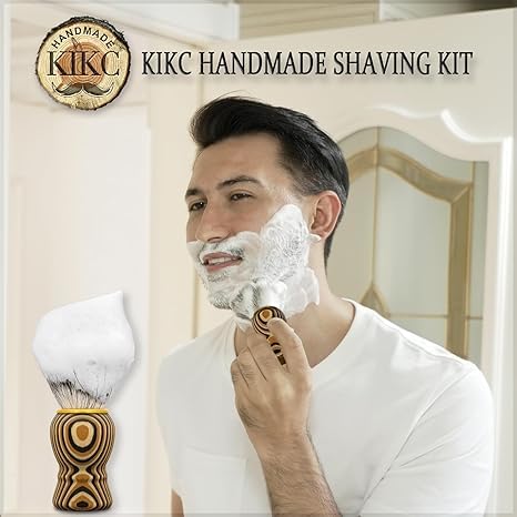 KIKC hand crafted badger brush lather ability helps spread soap evenly.