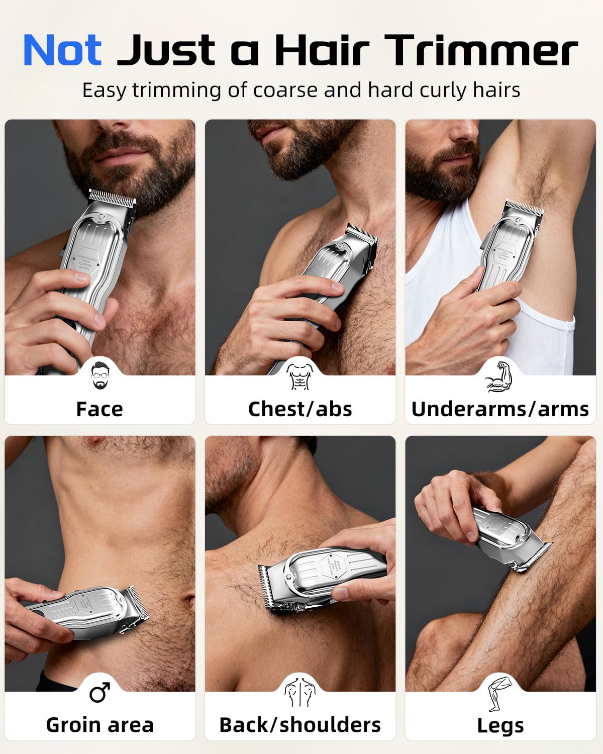 KIKIDO Hair Clippers cordless silver accessory pack supports complete family grooming