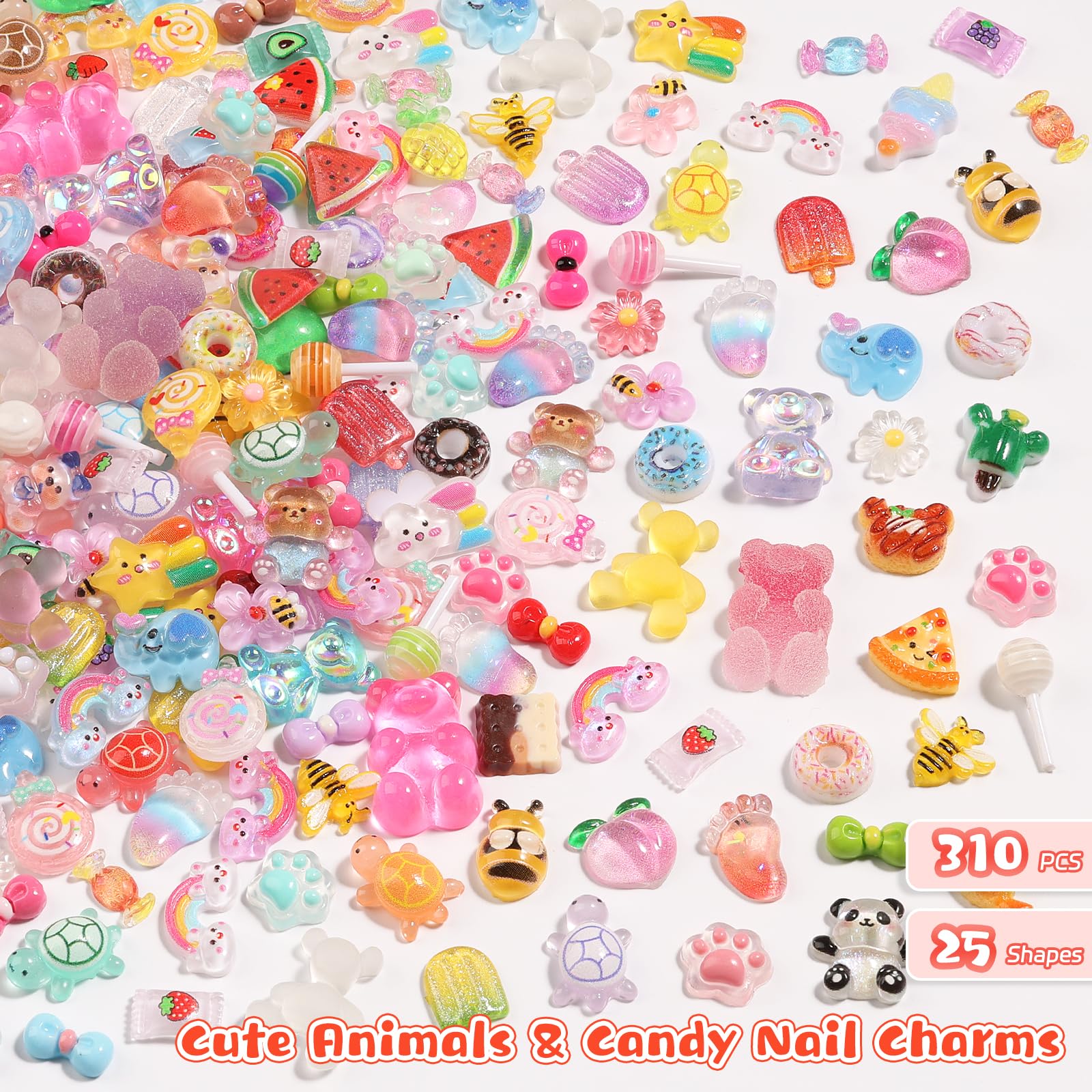 Kikonoke 3D storybook charms with glitter gradients add eye-catching nail accents.