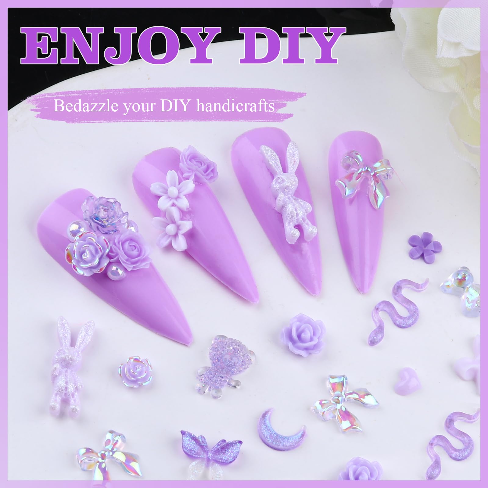 Kikonoke flat-backed easy to apply nail charms.
