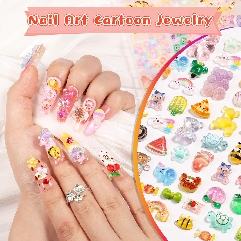 Kikonoke fruit slices, bees, and turtles charms offer playful manicure accents.