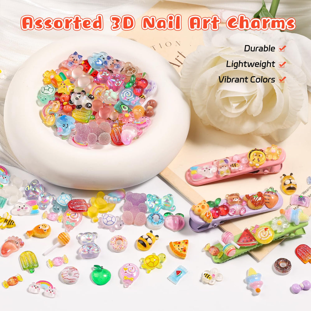 Kikonoke sugar-dusted candy canes charms with rainbow hues for nails.