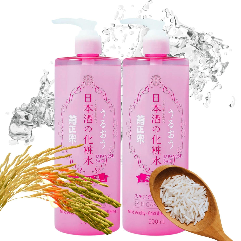 Kikumasamune 2-in-1 toner-lotion bottle shows lightweight hydration