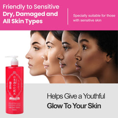 Kikumasamune full-body lotion application demonstrates all-day hydration for everyone