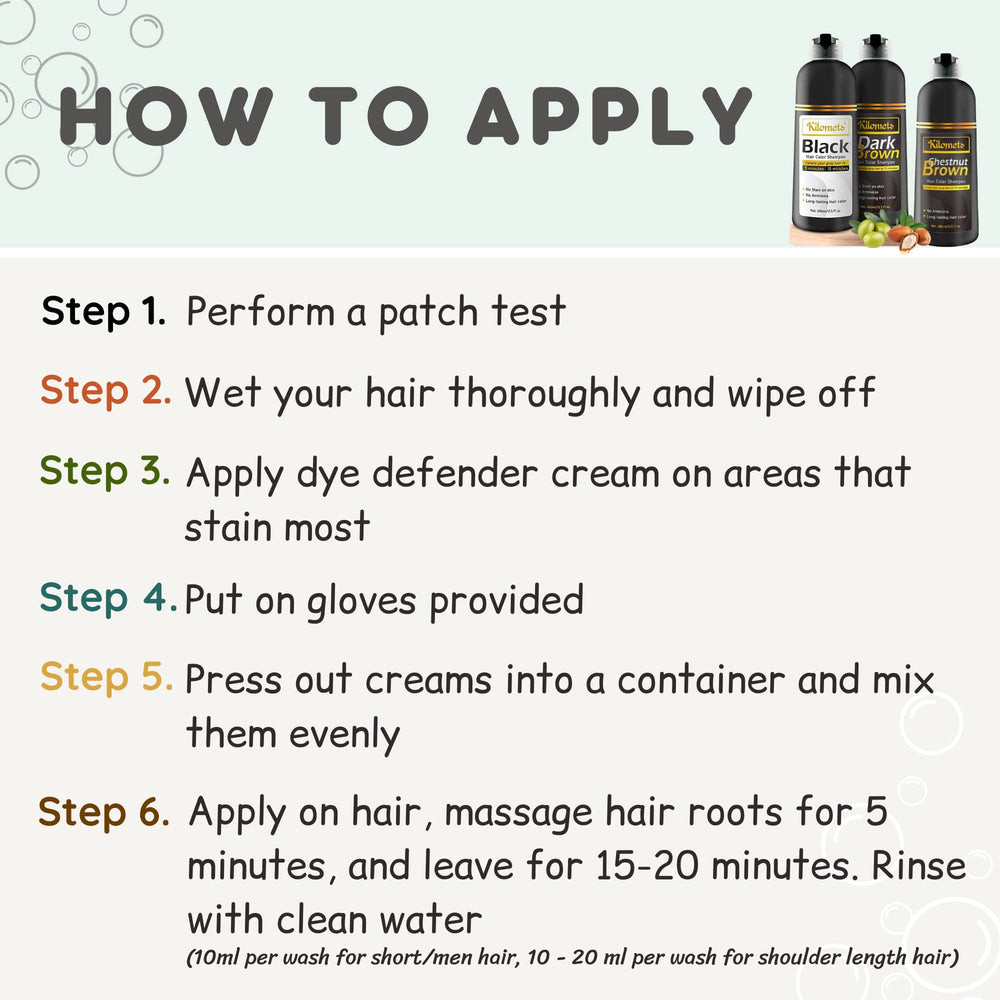Kilomets Black Hair Dye Shampoo demonstrates salon-free color results at home