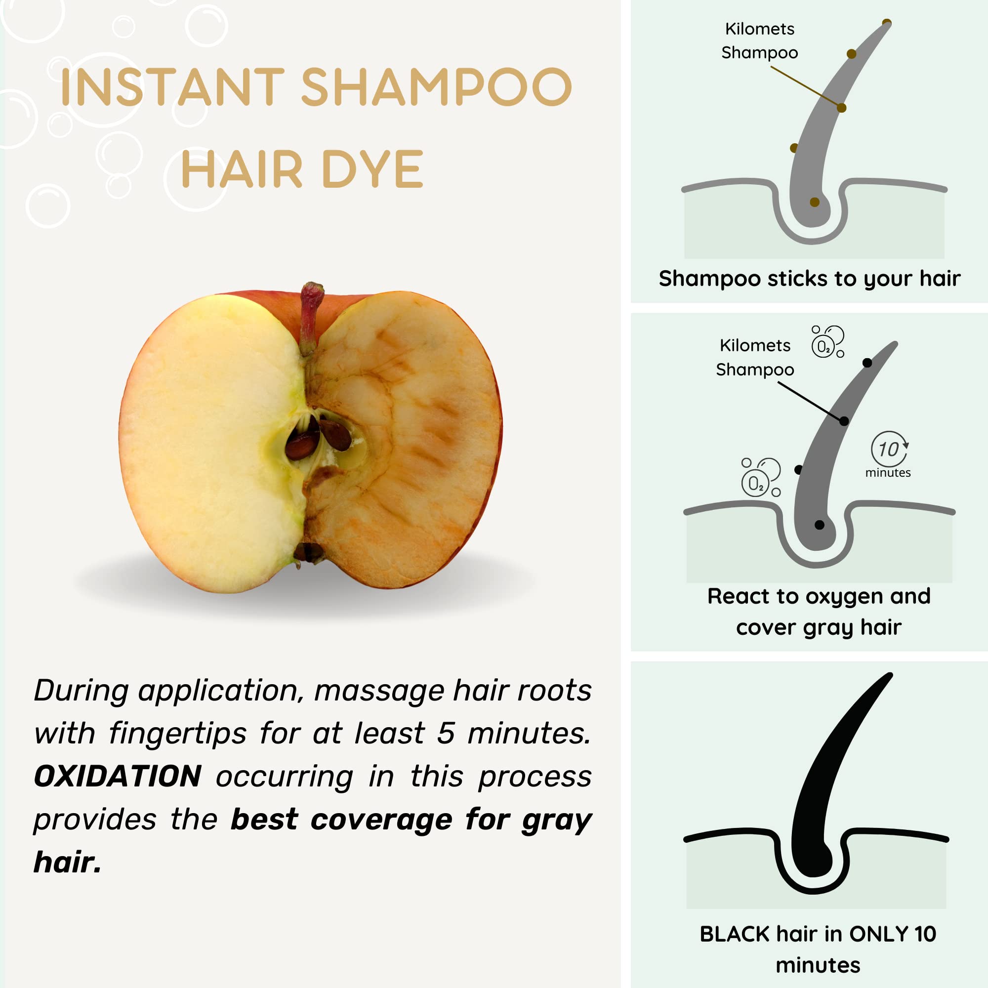 Kilomets Black Hair Dye Shampoo uses natural oils for nourished, shinier hair after coloring