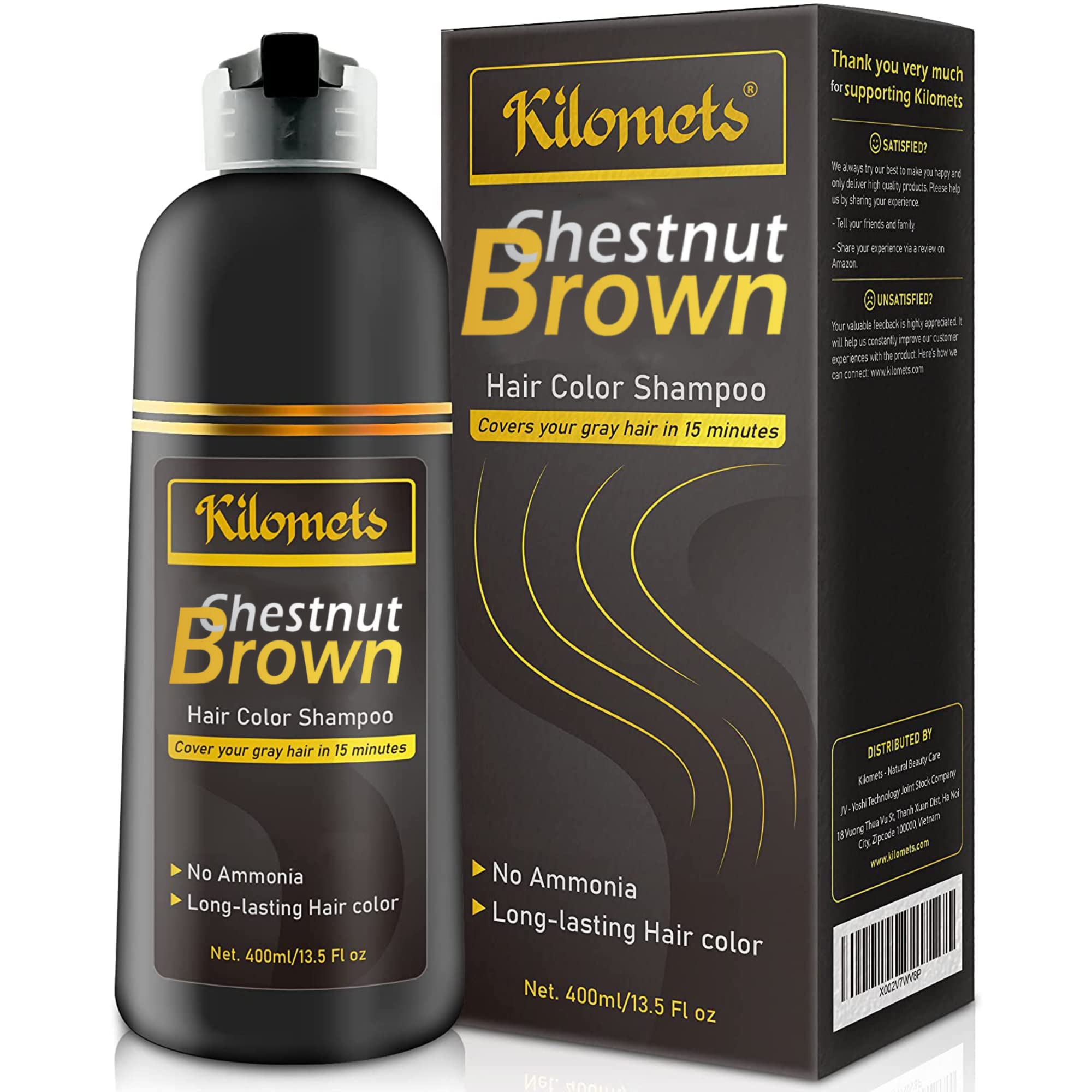 Natural oil formula in KILOMETS Chestnut Brown shampoo for shine