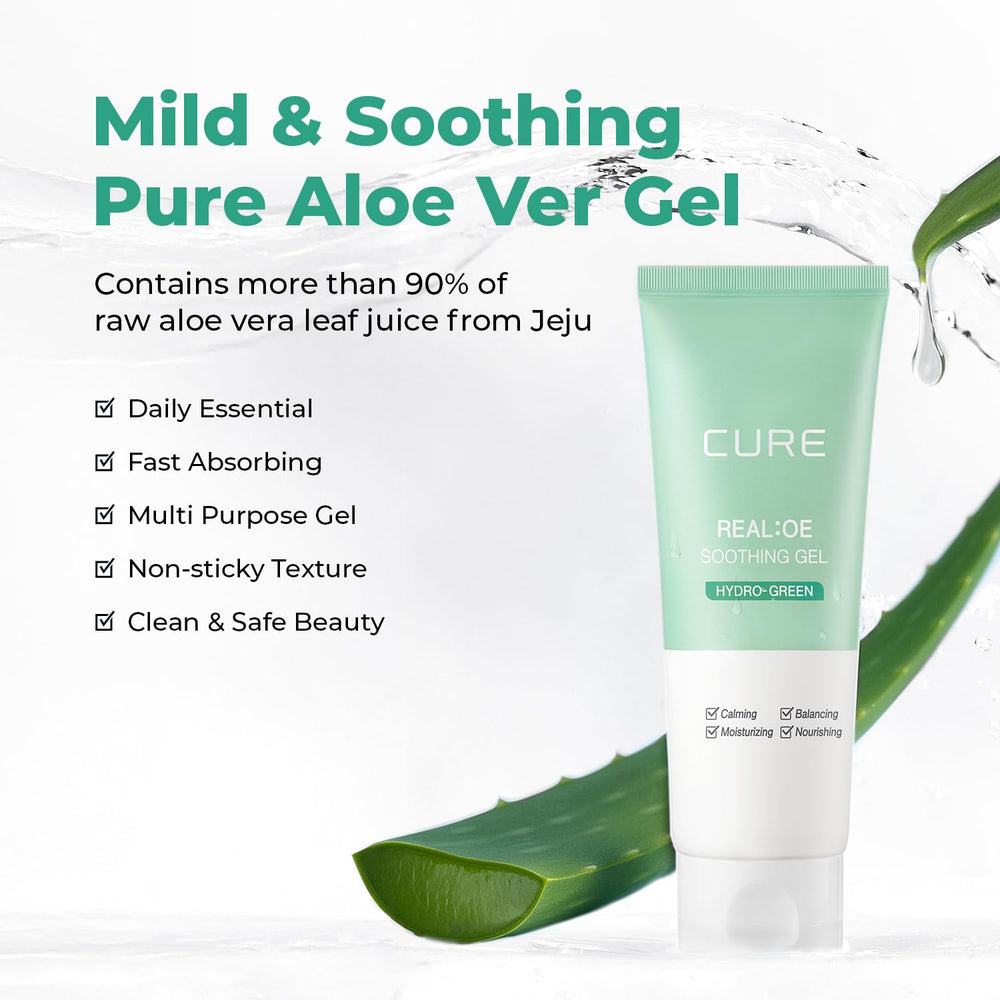 Kim Jeong Moon Aloe CURE gel applied to the face for refreshing cooling care.