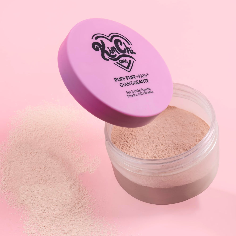 Kimchi Chic Giant Puff Puff Pass Set includes a powder puff for smooth, even application daily.