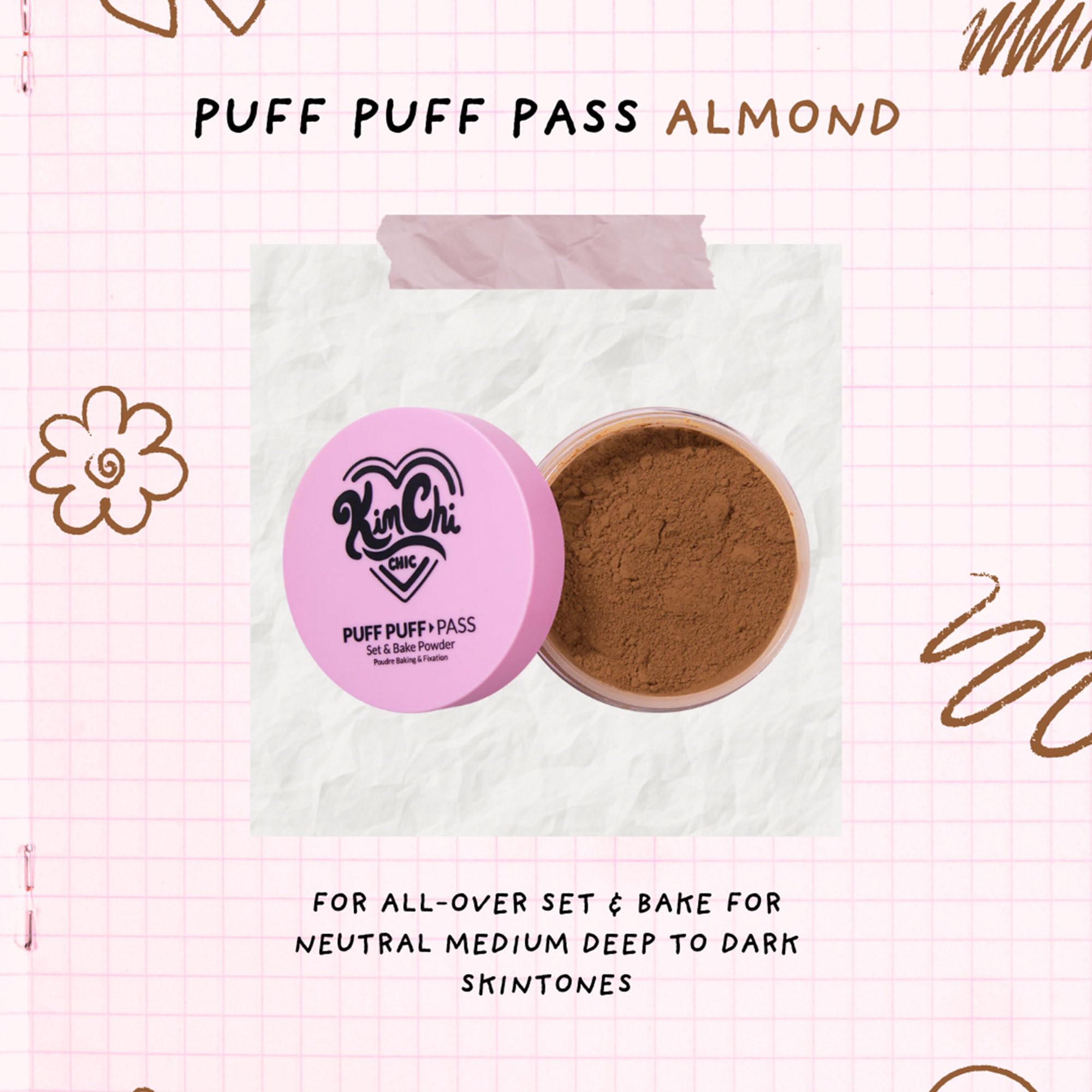 Kimchi Chic Puff Puff Pass almond swatches demonstrate shade suited for medium-deep to dark skin
