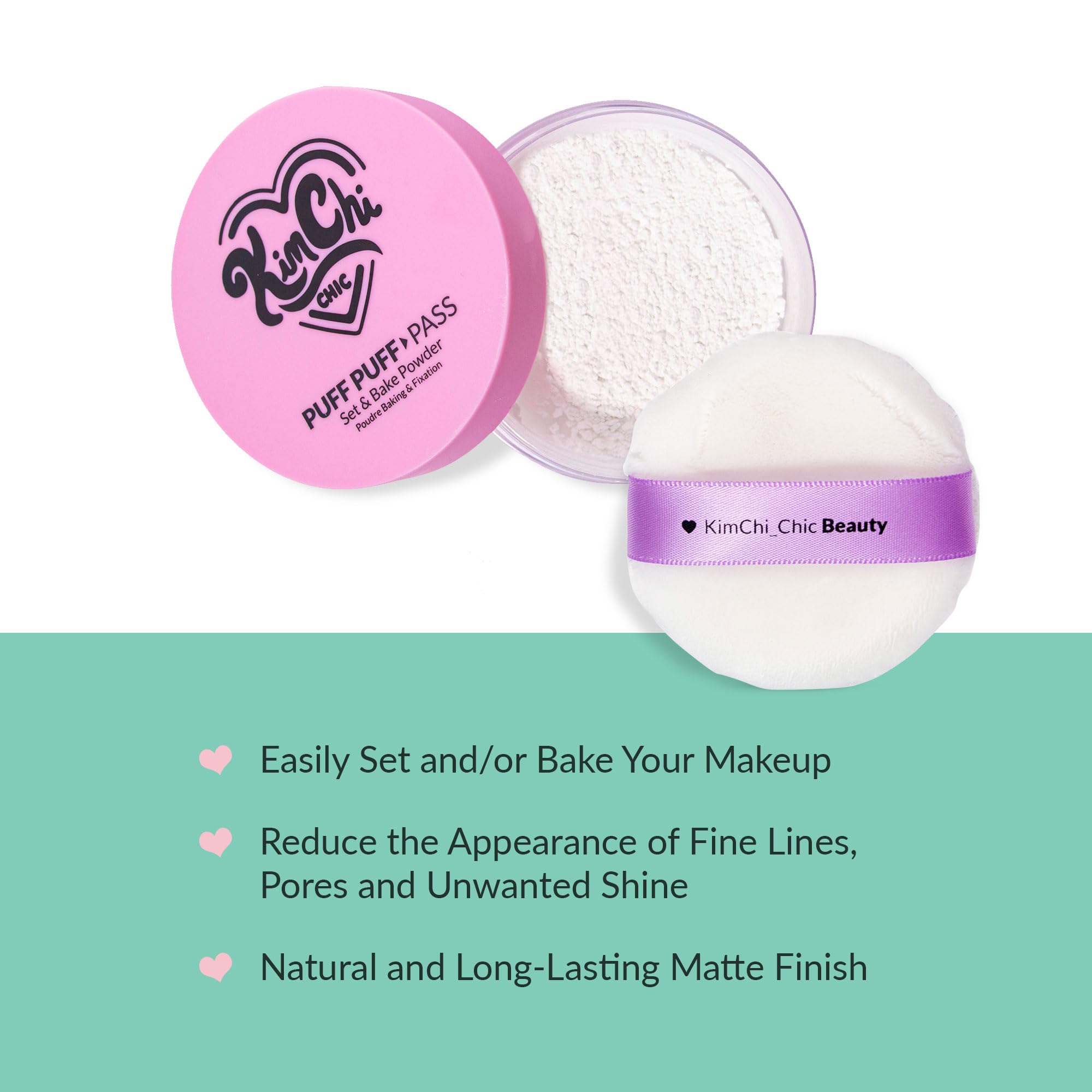 Kimchi Chic Velour powder puff application captures the soft tool for smooth, even powder dusting.