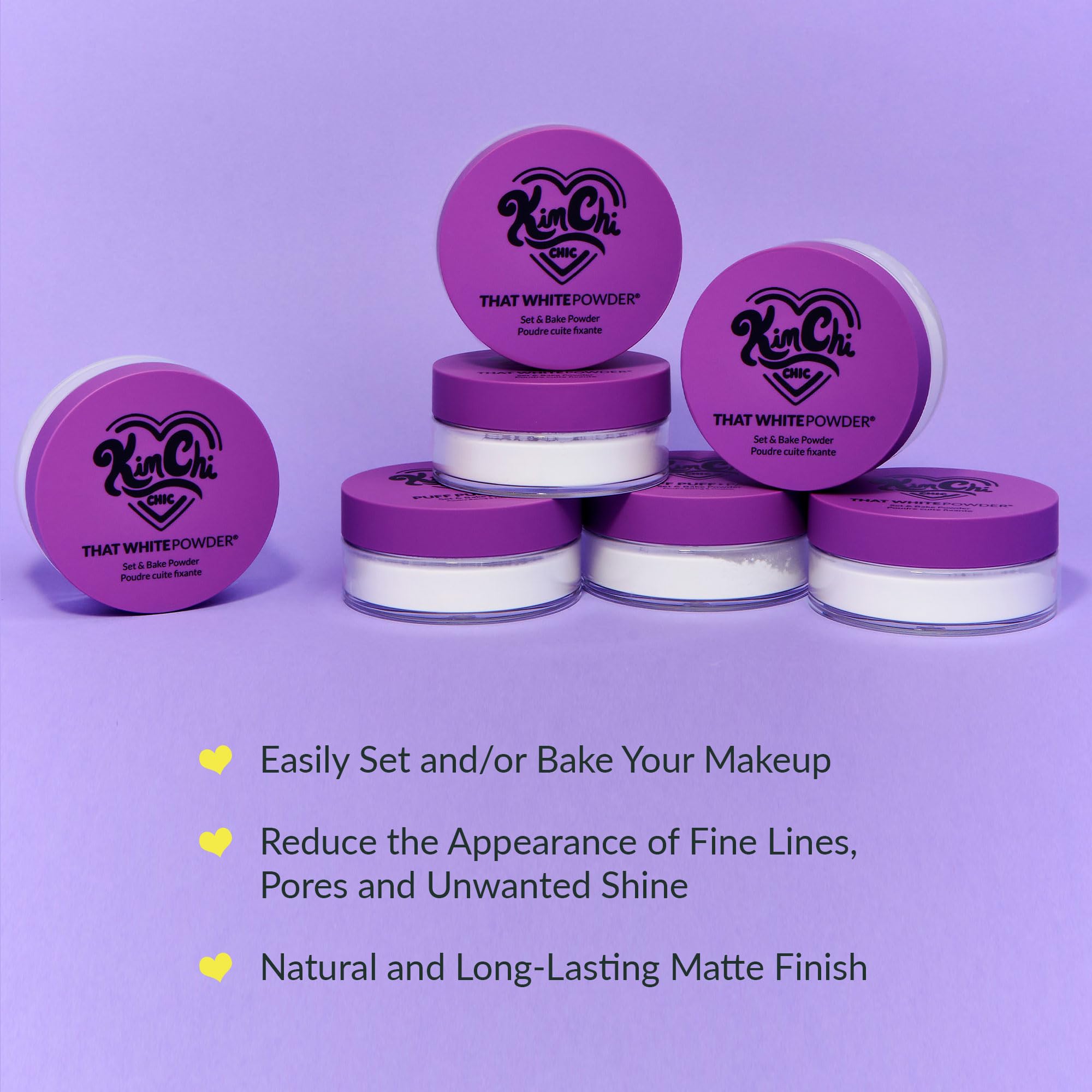 Kimchi Chic WhitePowder Set jar close-up shows ultra-fine texture for a flawless finish.