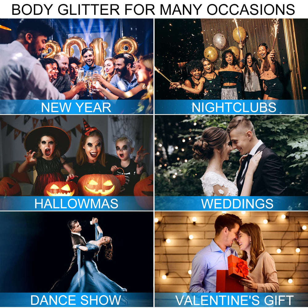 KIMIEYE festival-ready glitter makeup setup for nights out.