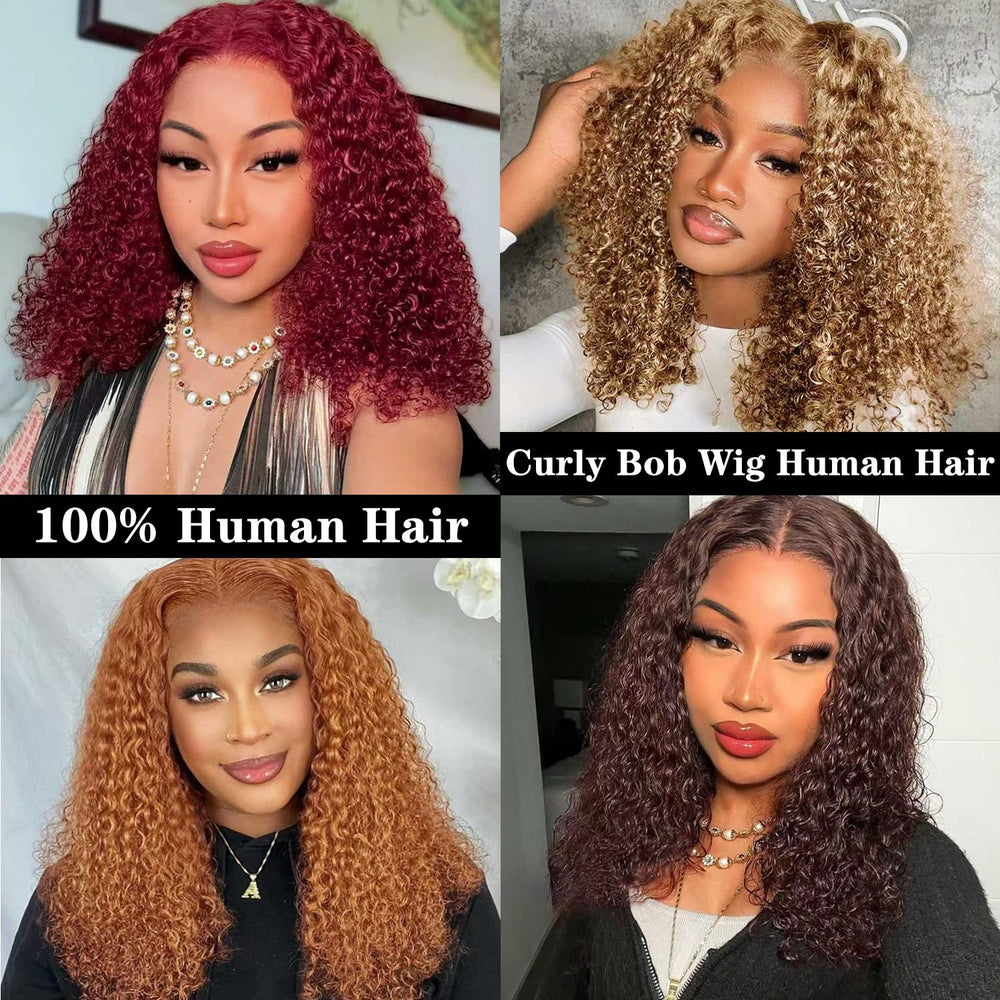 kimosahair Curly Bob Wig features breathable transparent lace cap for daily comfort.
