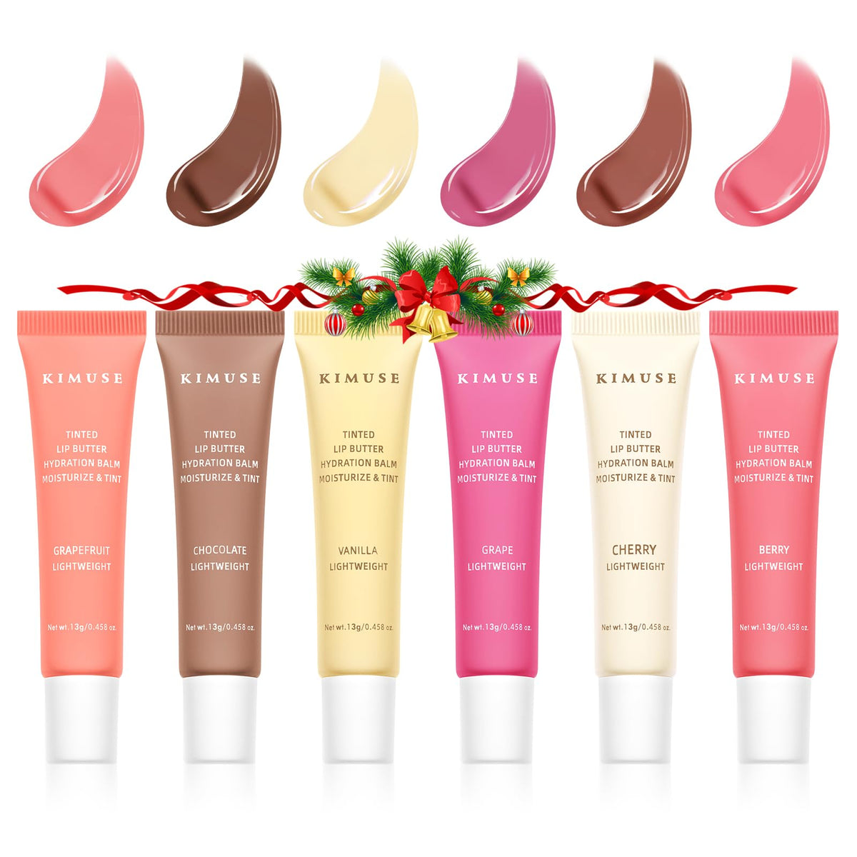 KIMUSE 6 Pcs Tinted Lip Butter Set displayed in compact packaging for on-the-go hydration