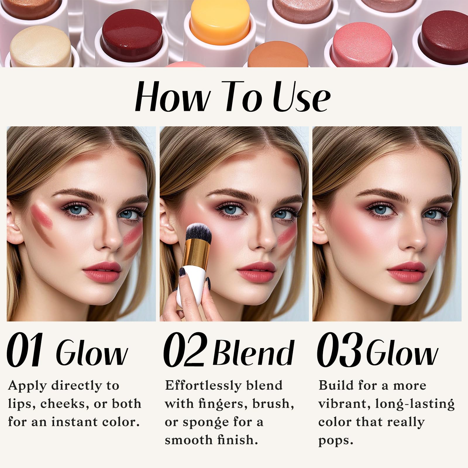 KIMUSE brush included for seamless blending and smoother application.