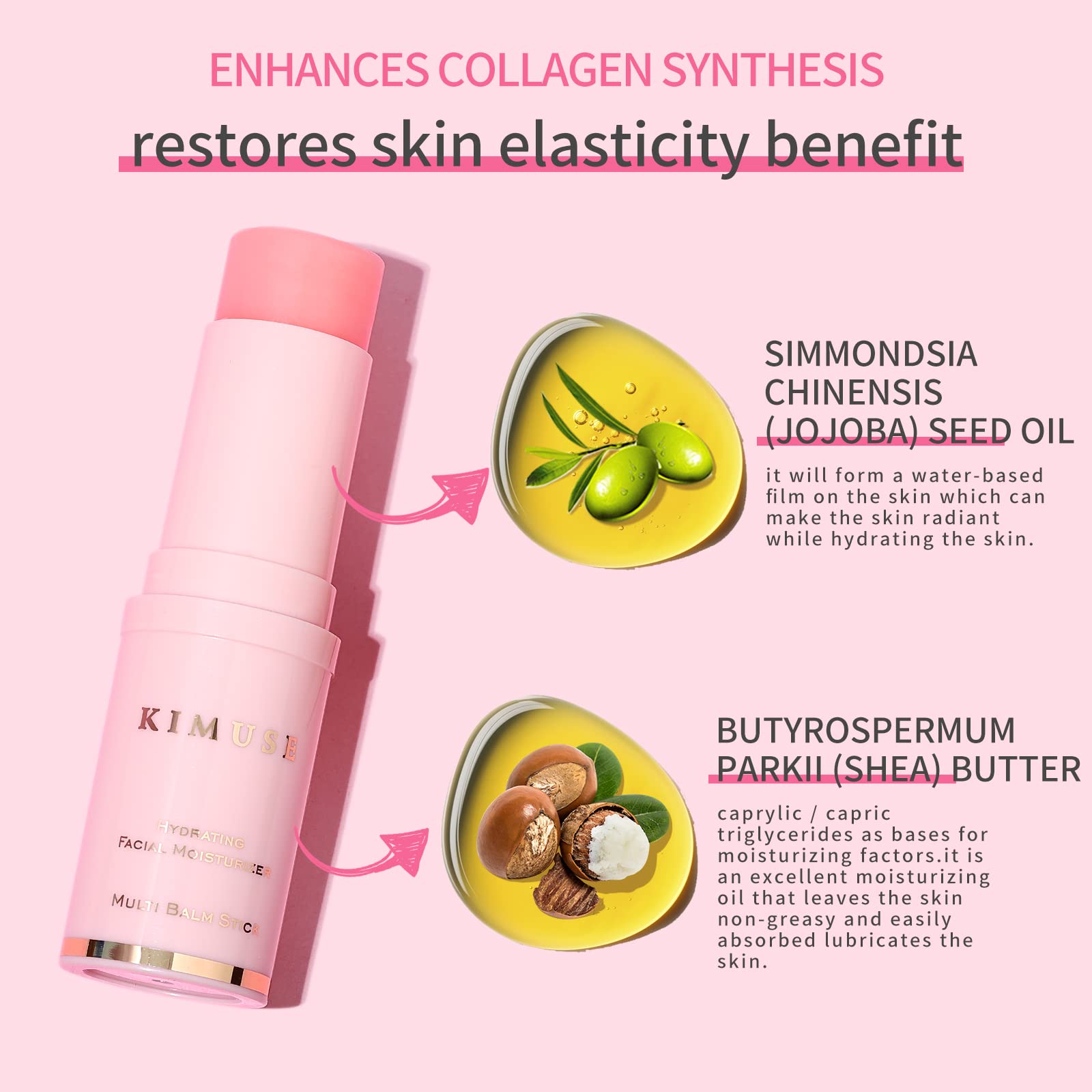 KIMUSE Hydrating Multi Balm Stick on lips provides nourishing care for dryness.