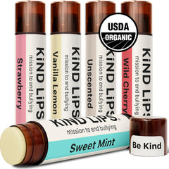 Kind Lips Organic Lip Balm Variety Pack front view for clean hydration and gift-ready appeal.