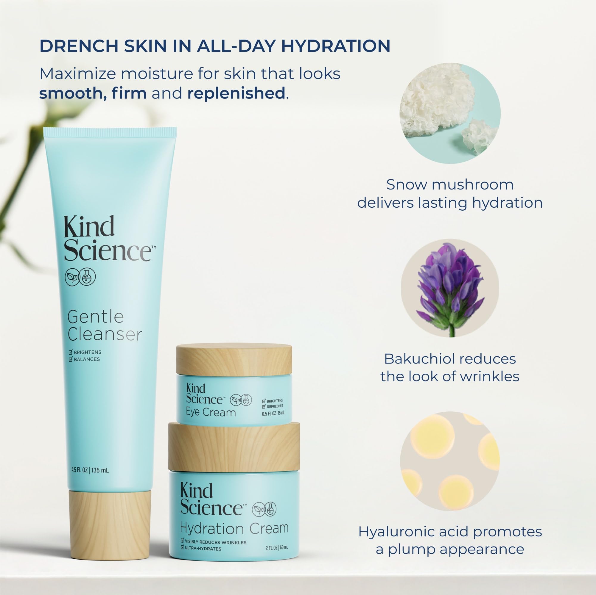 Kind Science Gentle Cleanser application showing hydrating, non-foamy lather.