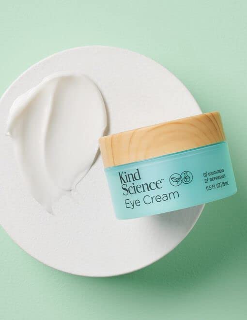 Kind Science eye cream fragrance-free packaging label communicates skin kind philosophy.