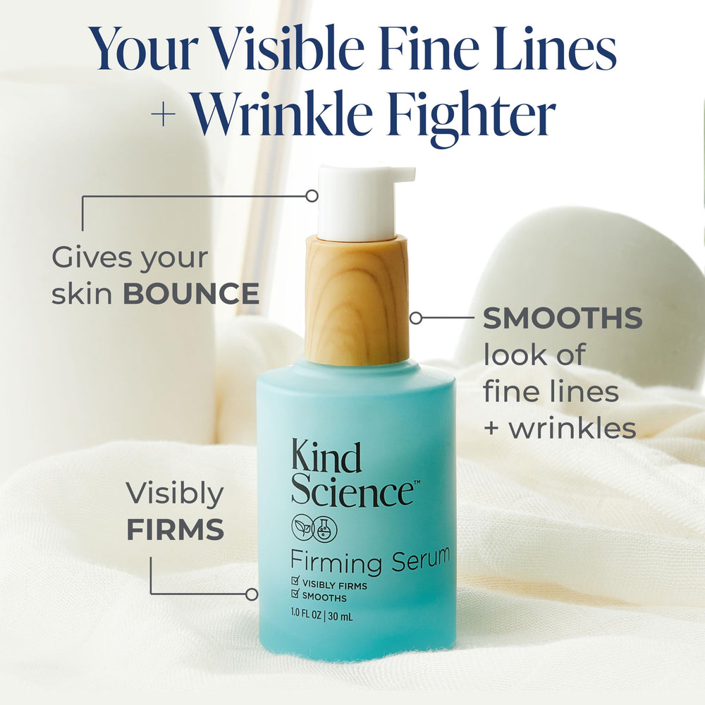 Kind Science Firming Face Serum pump action shows easy application