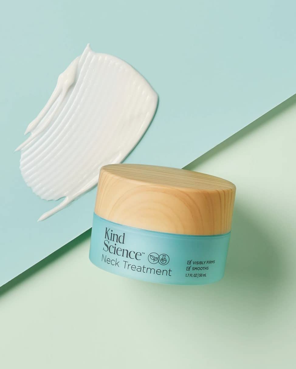 Kind Science Neck Treatment vegan-cruelty-free-label signals compassionate, skin-kind formulation.