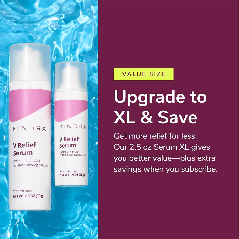 Kindra V Serum XL packaging interior view with safety information
