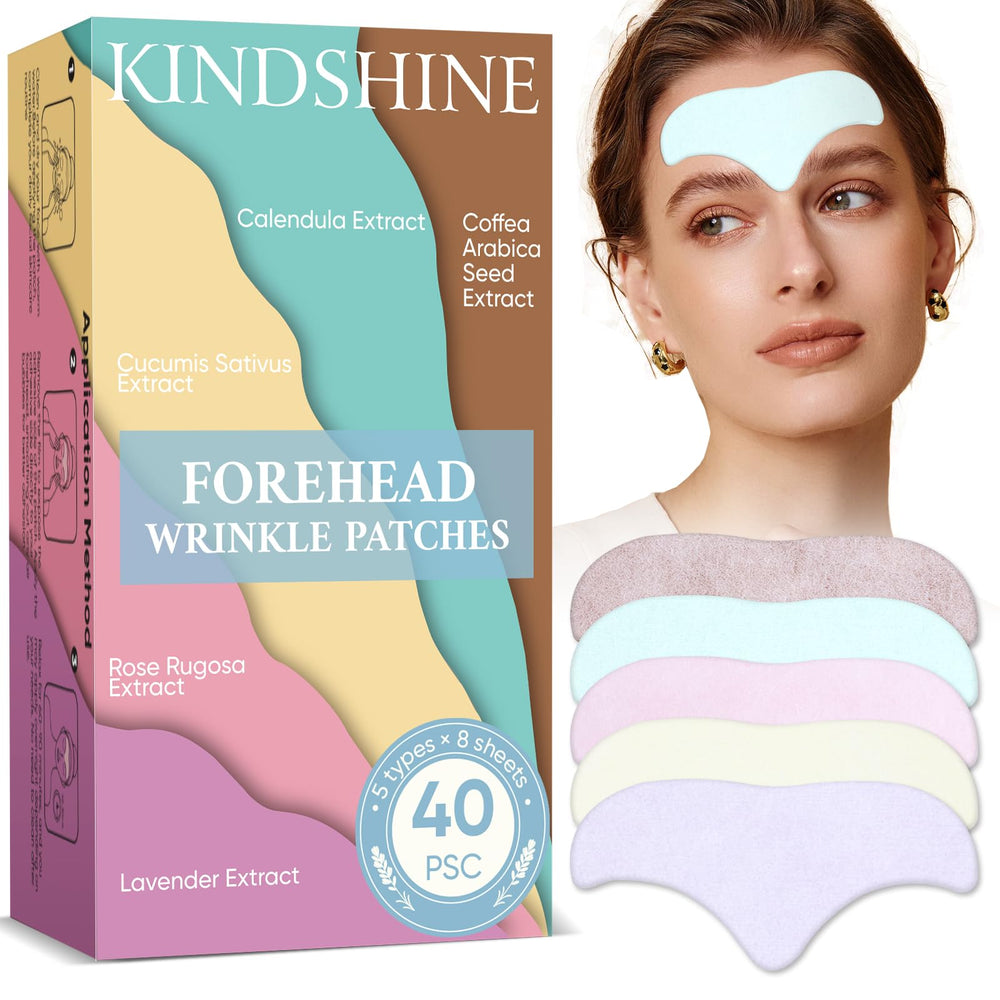 Kindshine forehead patches 40-pack package for convenient nightly wrinkle-smoothing routine.