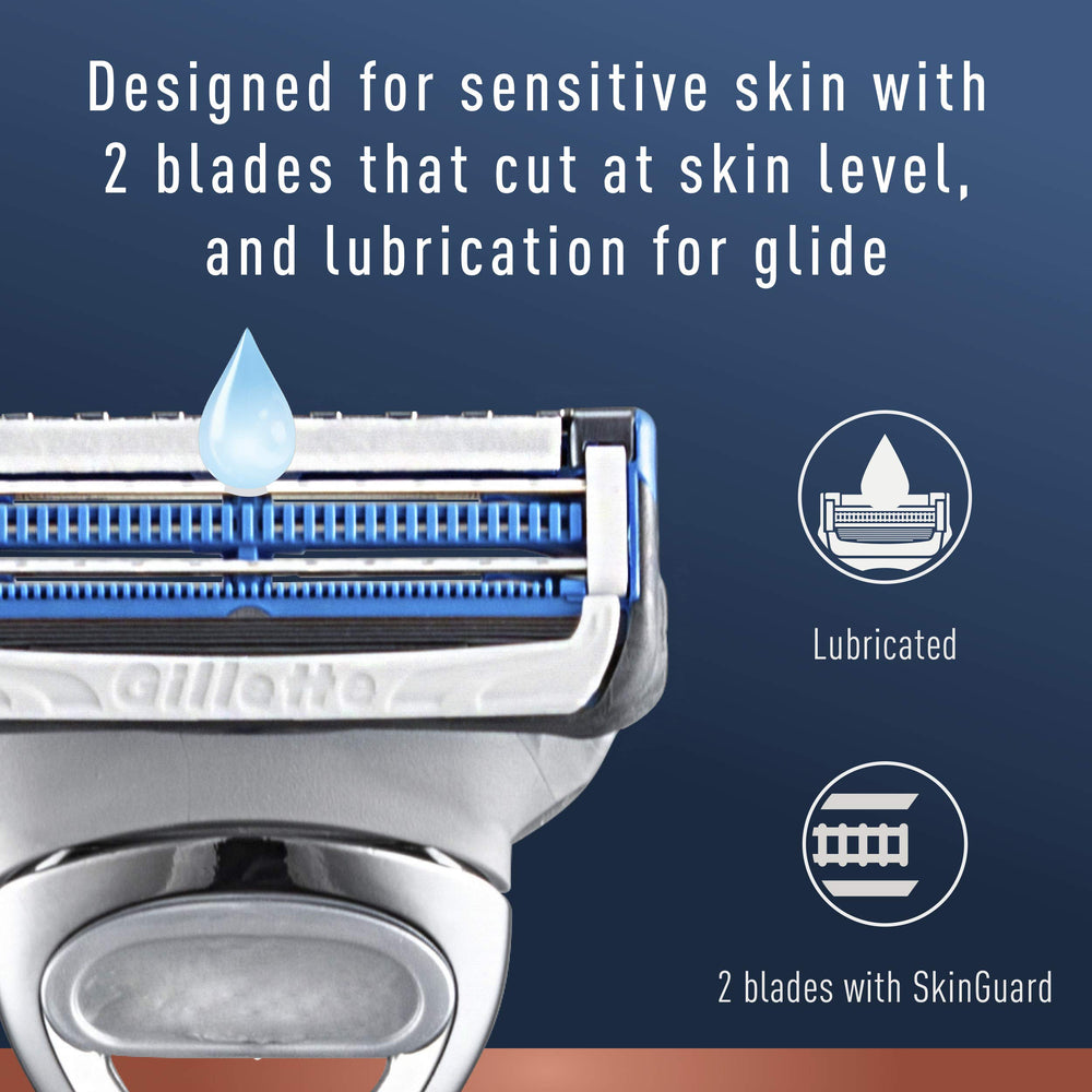 King C. Gillette neck razor blade refills provide smooth, skin-level cuts.