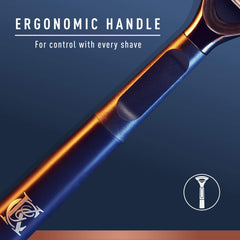 King C. Gillette neck razor lubrication strips reduce irritation on sensitive skin.