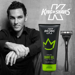 King of Shaves cooling shave gel transparent texture enhances precision while shaving
