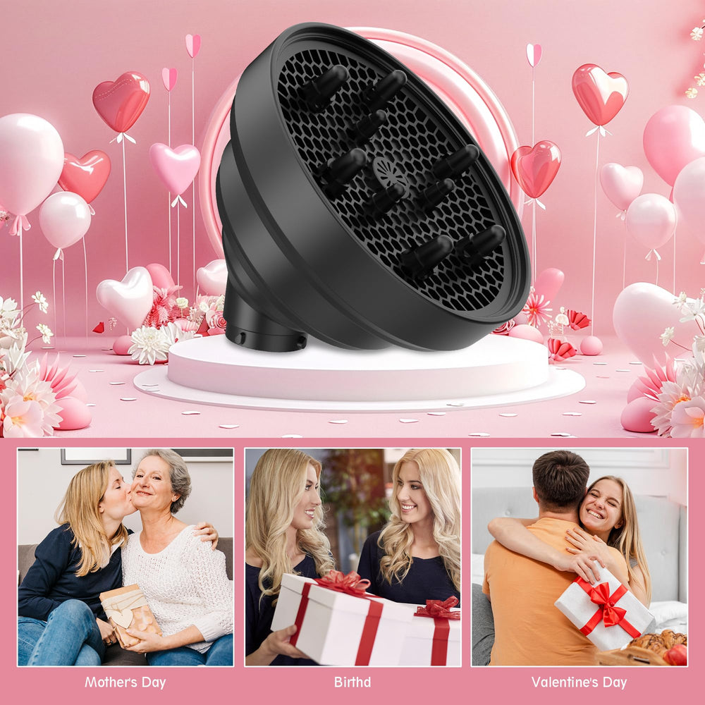 KingKam portable diffuser attachment demonstrates quick-dry styling routine.