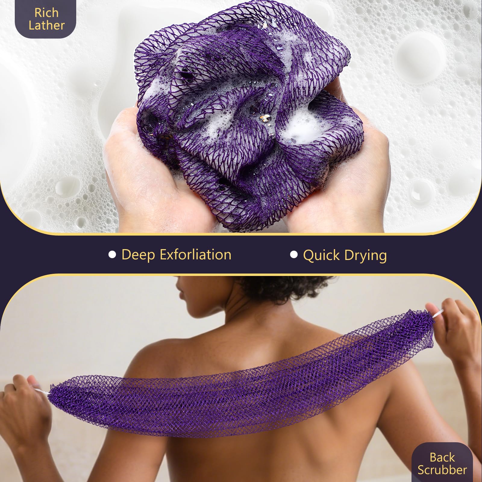 KINGMAS African Net Sponge fine-knit knots detail for gentle exfoliation.