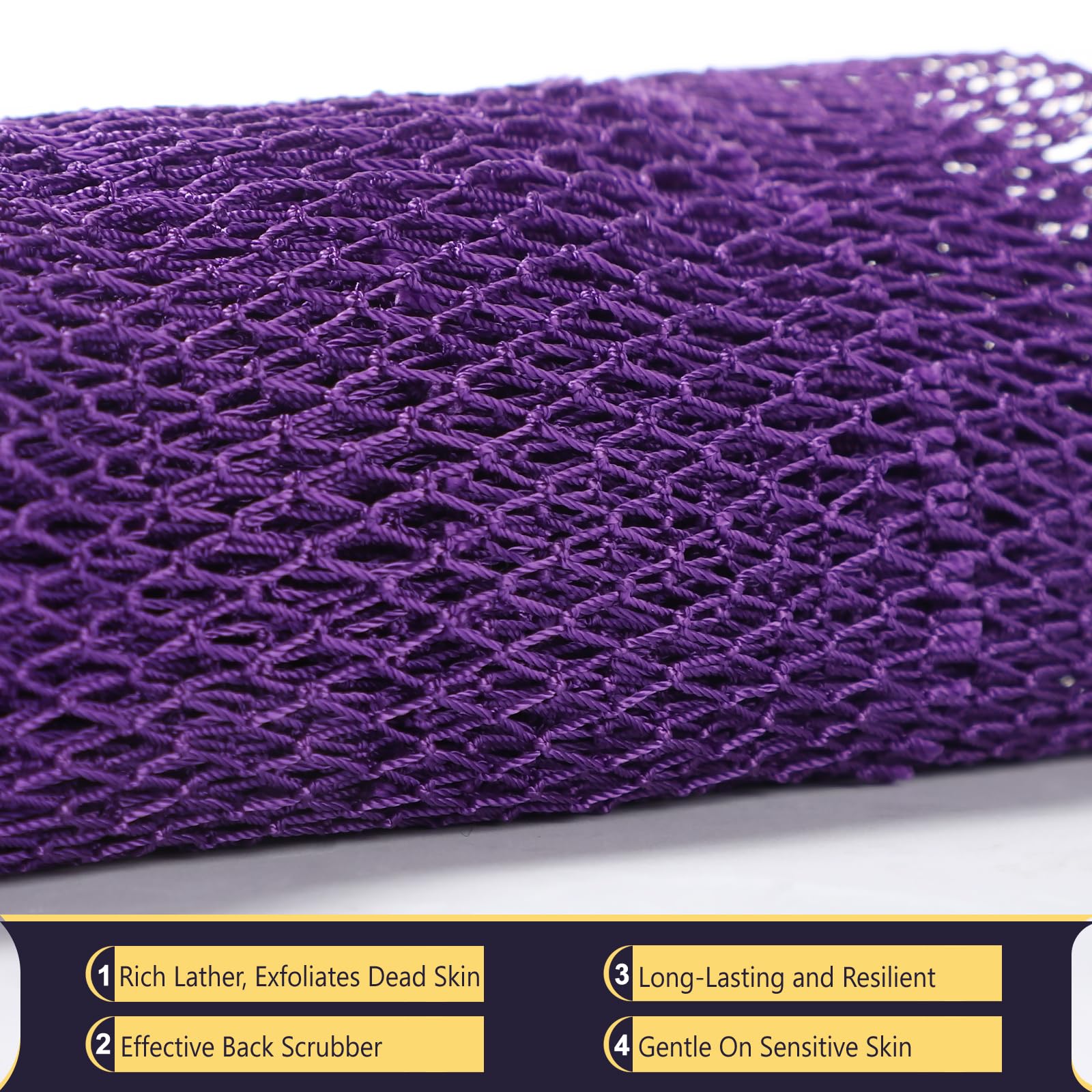 KINGMAS African Net Sponge stretch-length demo showing reach to back.