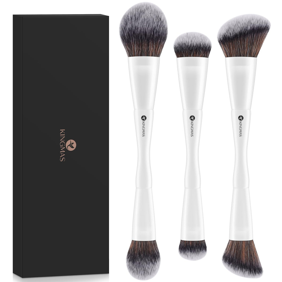 KINGMAS double-ended kabuki brush for precise blending and flawless base makeup