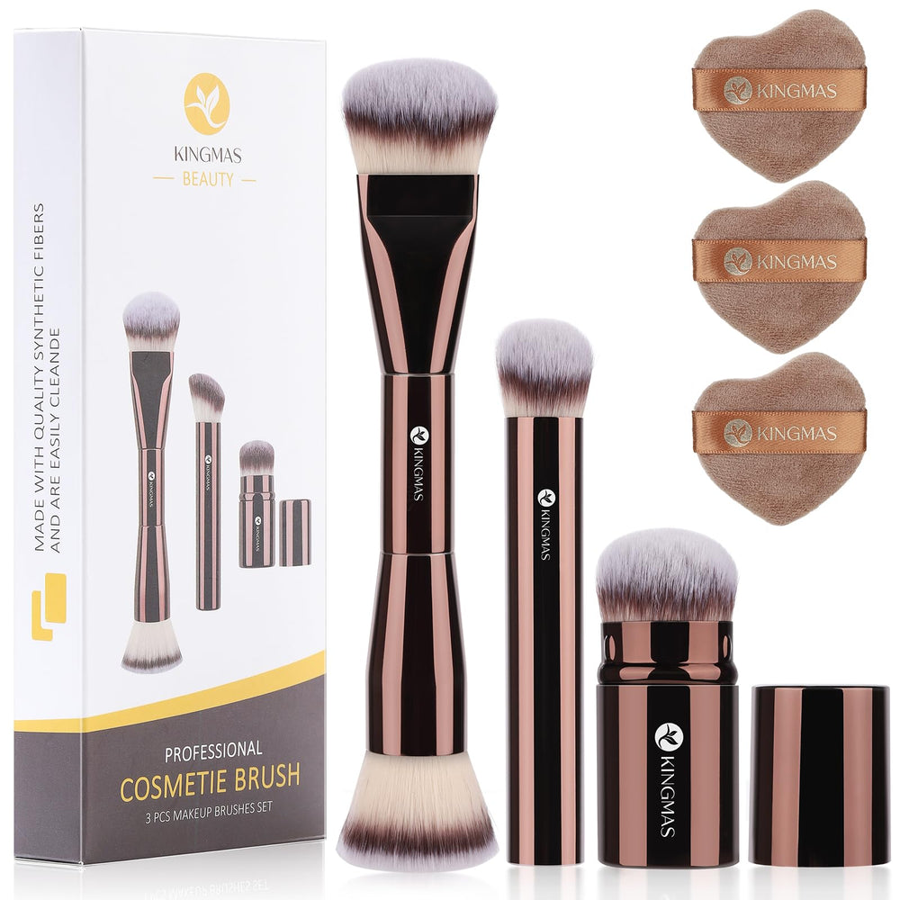 Kingmas makeup brush powder puff set shown with six pieces for flawless base application