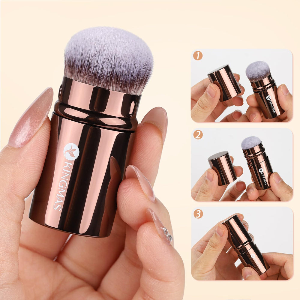 Kingmas retractable blush brush for portable bronzer and blush touch-ups